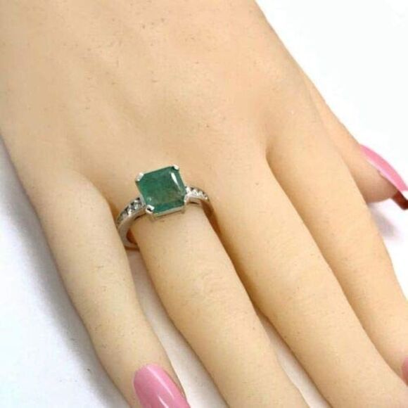Diamond Emerald Ring 14k Gold 2.55 TCW Women Certified $3,800 912292 - Picture 1 of 8